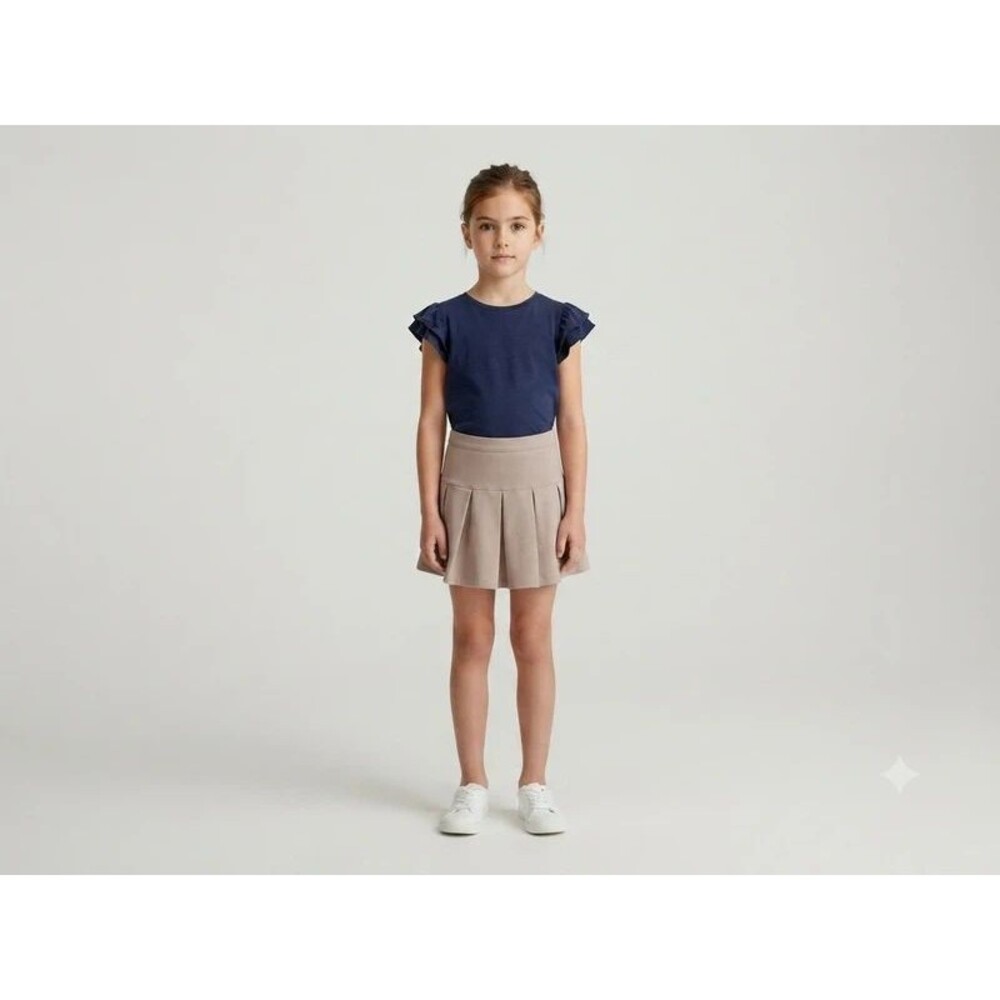 Gap Kids Khaki Pleated Stretch Skirt Size XS 4-5 Side Zip School Uniform